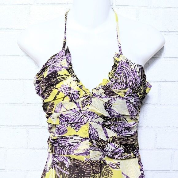 Anthropologie LITHE Floral Ruffle Halter Midi Dress 4P - Picture 2 of 9